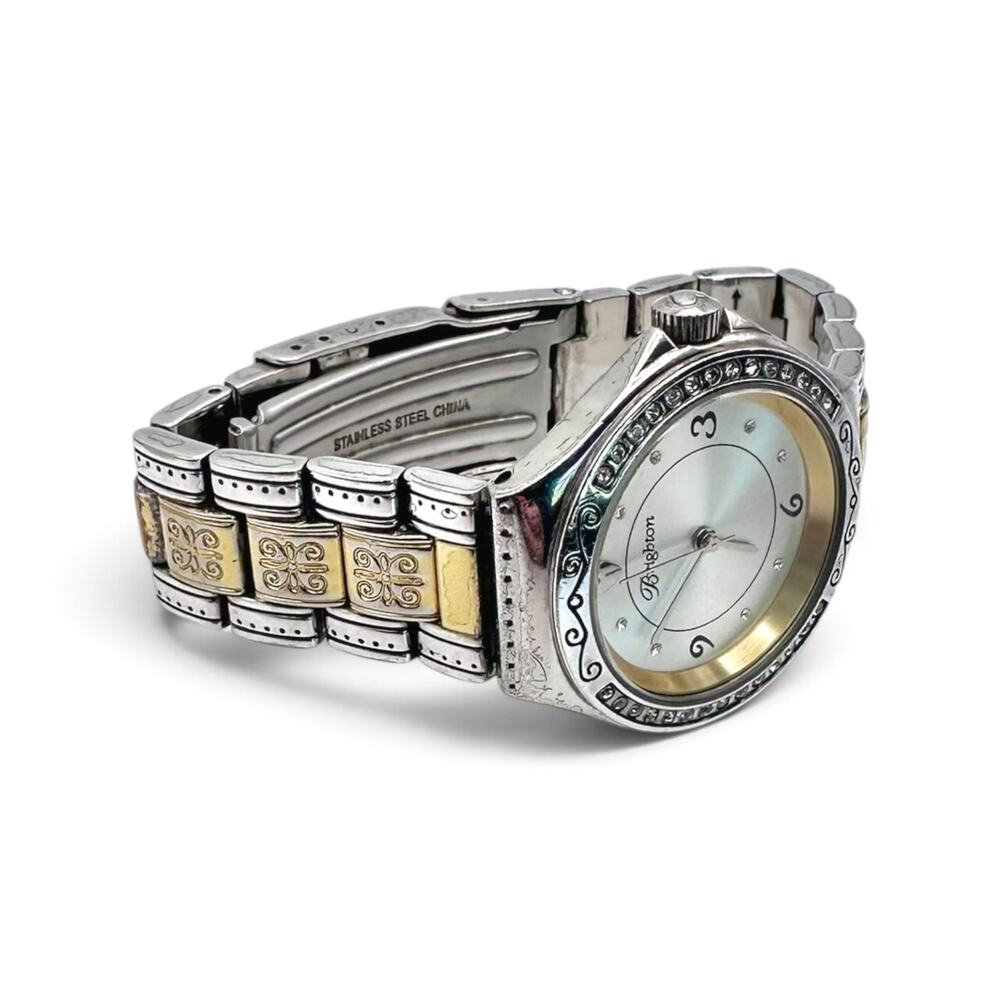 Brighton Bel Air Two Tone Floral Bracelet Watch New Battery